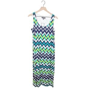 NEW Jessica Howard Zig Zag Chevron Sleeveless Maxi Dress with Slit Size Large
